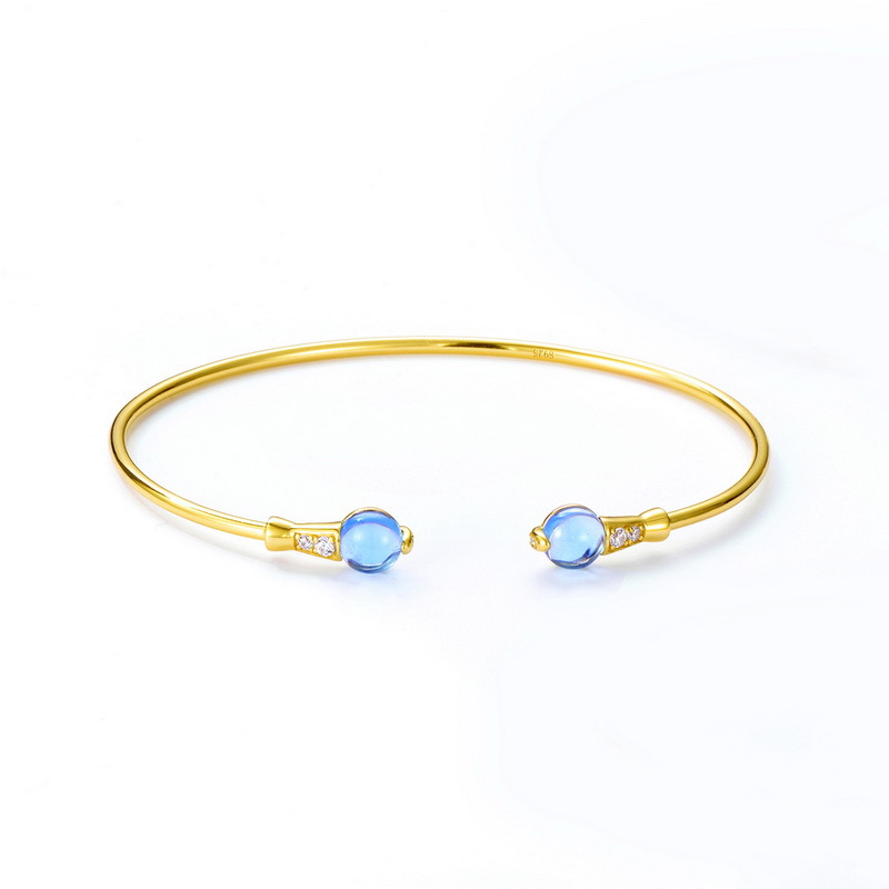 925 silver colorful gemstone opening bracelet
