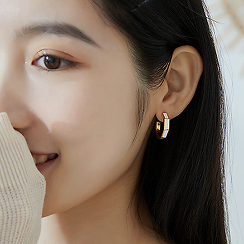925 silver gold plating geometric earrings