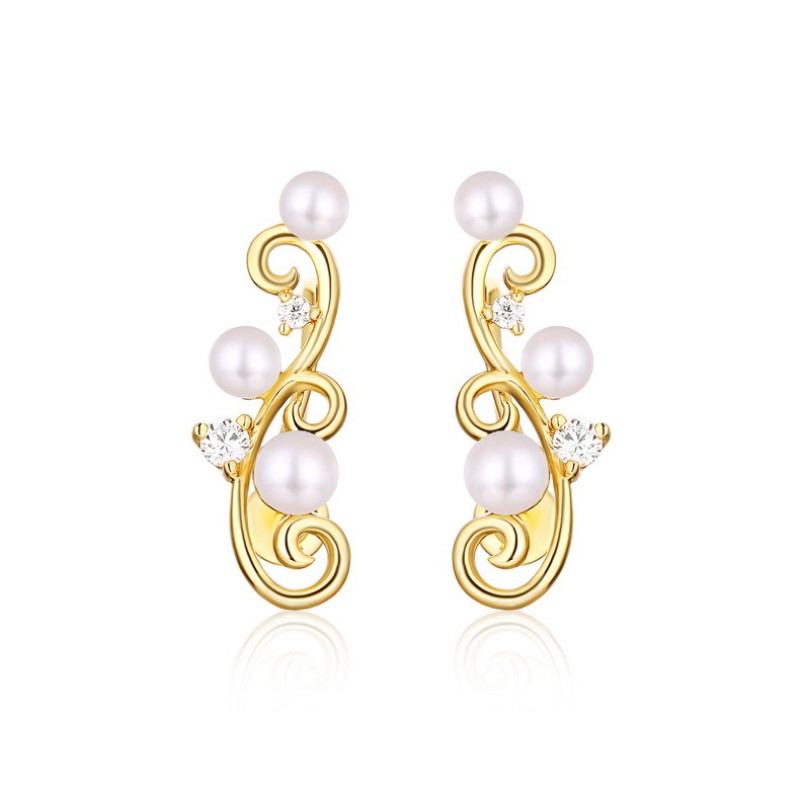 925 silver rattan pearl earrings
