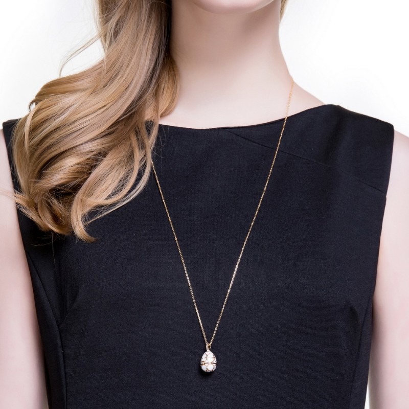 925 silver 9k gold plating zircon pigeon egg necklace