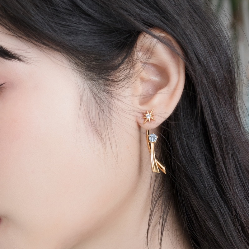 925 silver meteor zircon earrings stud