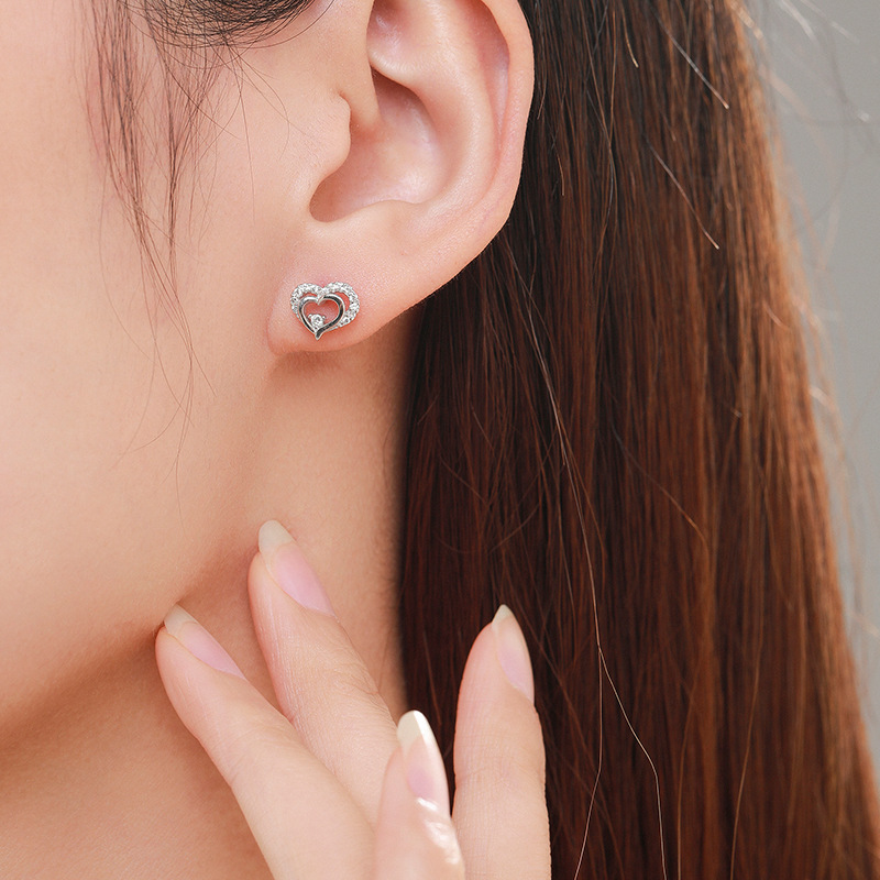 925 silver heart earrings
