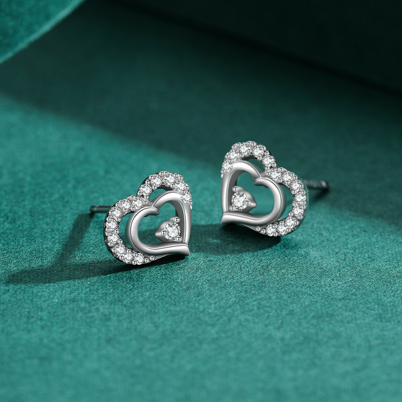 925 silver heart earrings