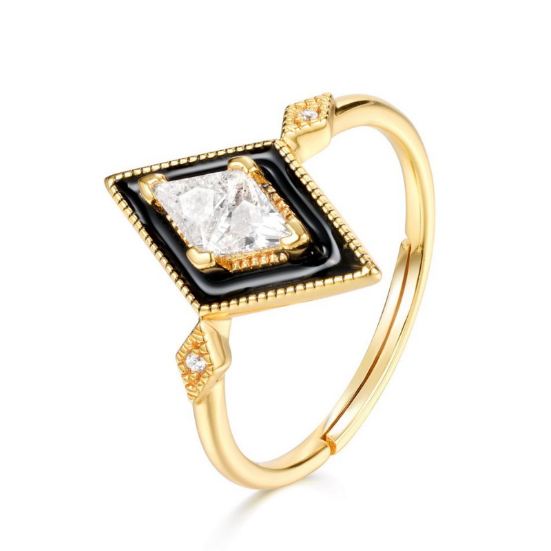 925 SILVER ENAMEL GOLD  PLATED RING