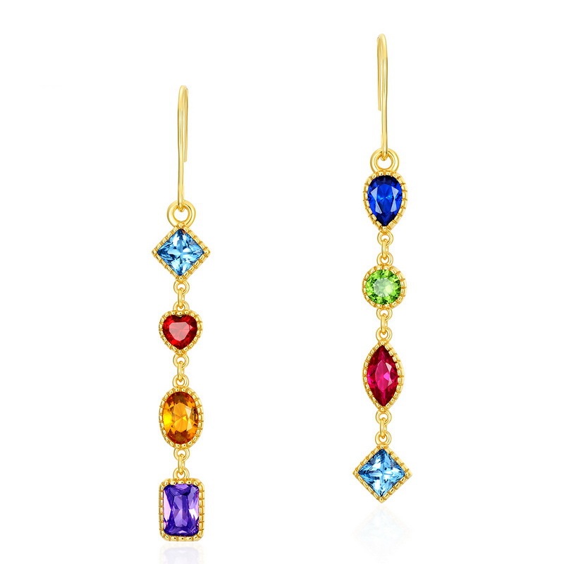 COLORFUL CZ DROP EARRINGS S925 SILVER