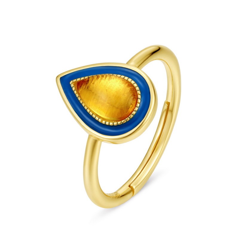 amber ring 925 silver enamel ring