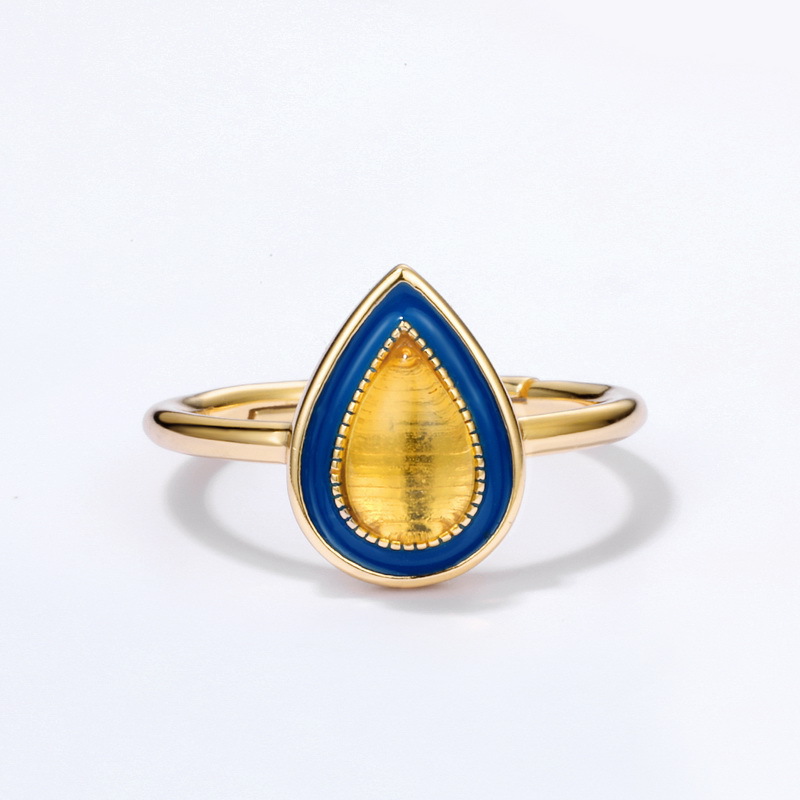 amber ring 925 silver enamel ring