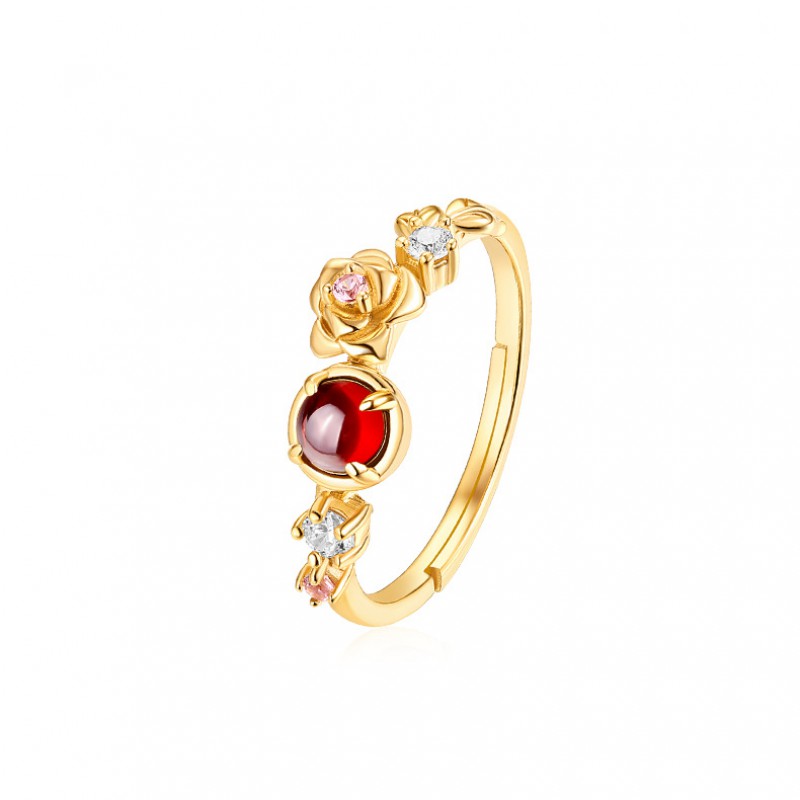 Garnet ring 925 silver gold plated