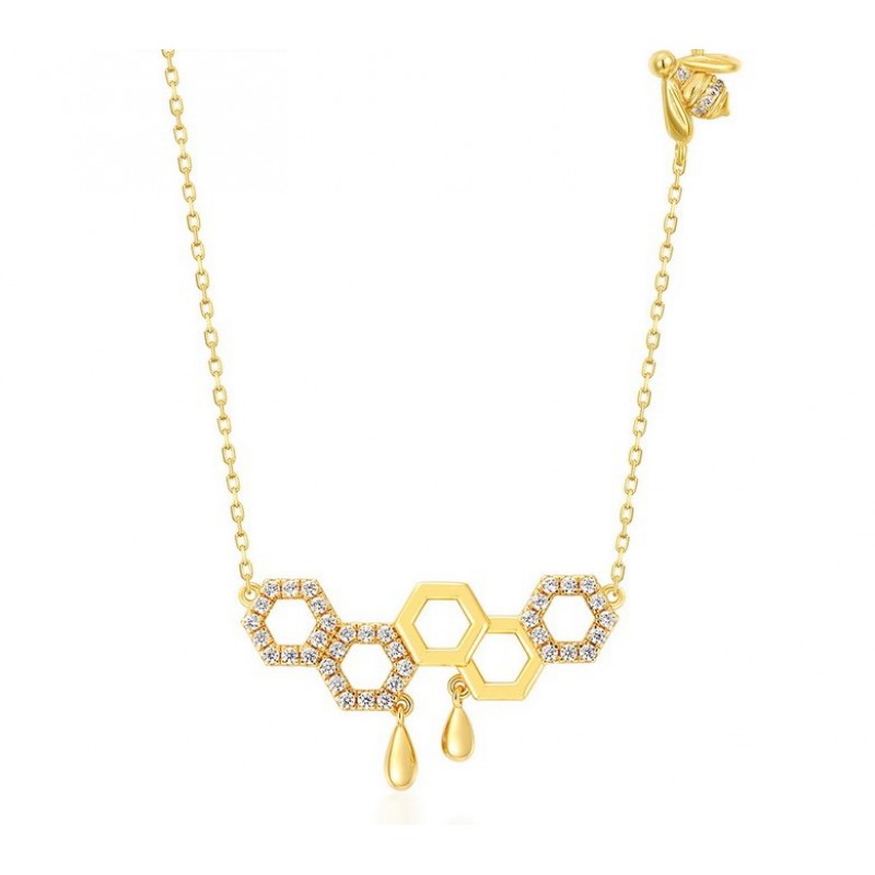 honeycomb pendant 925 silver necklace