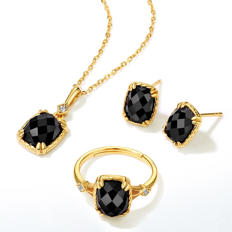 Black Onyx jewelry sets silver earrings necklace sets