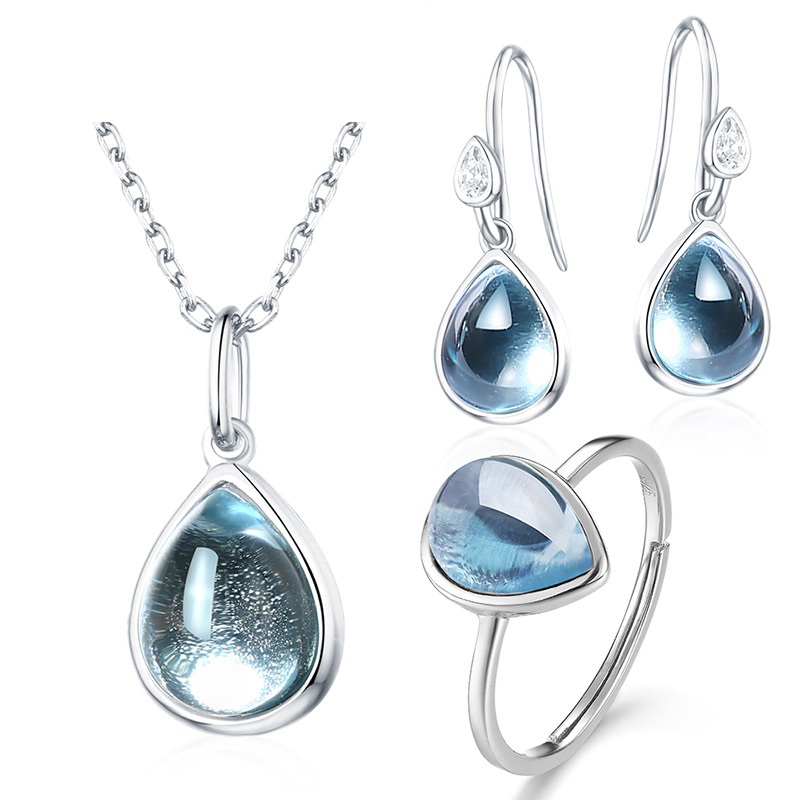 Blue topaz jewelry sets 925 silver