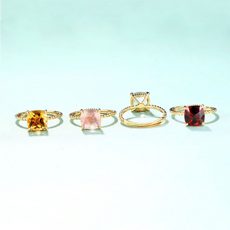 Blue topaz ring silver gold plated ring