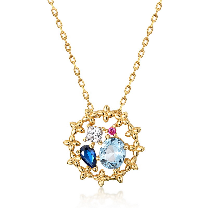 COLORFUL PENDANT SILVER NECKLACE