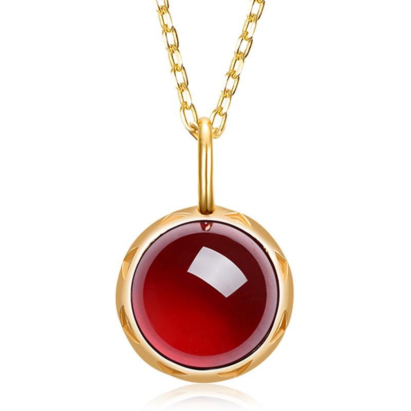 Garnet pendant 925 silver necklace