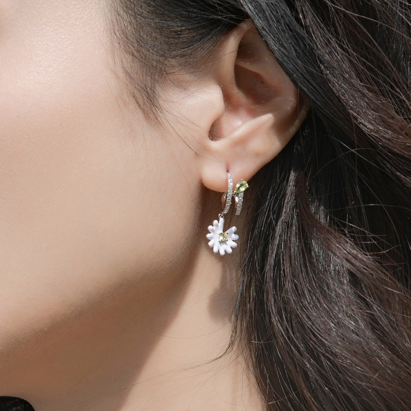 925 silver flower earrings