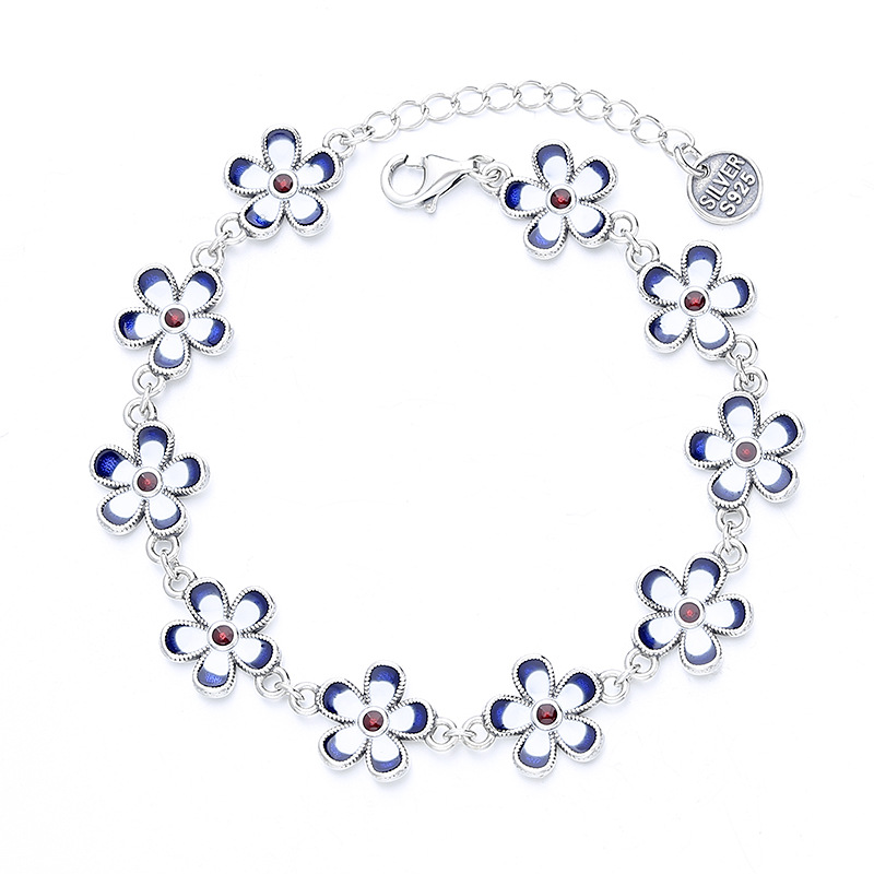 925 silver flower bracelet