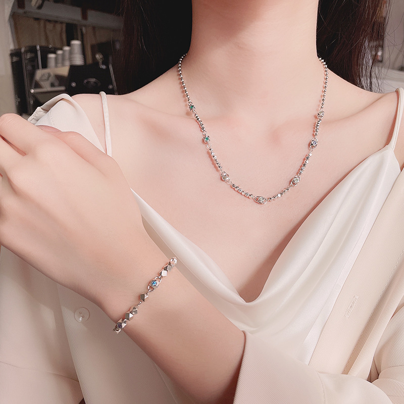 925 silver heart bracelet necklace jewelry sets