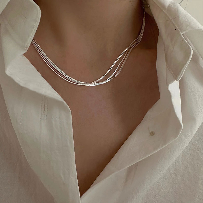 925 silver tassels necklace
