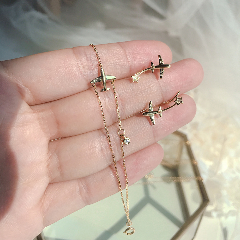 925 silver plane bracelets earing jewelry sets