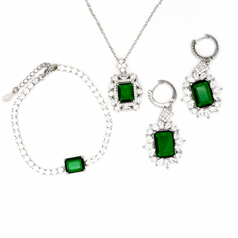 925 silver quadrate earrings necklace bracelets jewelry sets