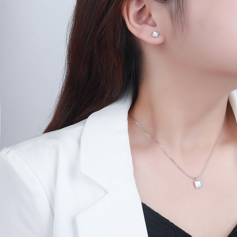 925silver quadrate earrings necklace jewelry sets