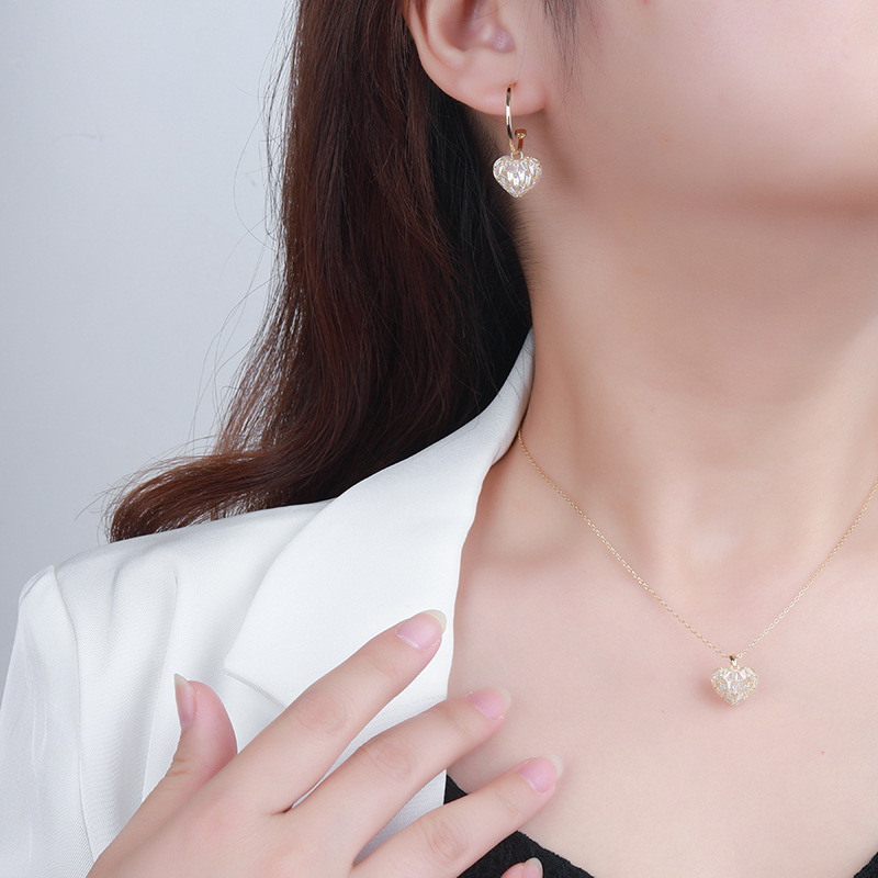 925 silver heart earrings necklace jewelry sets