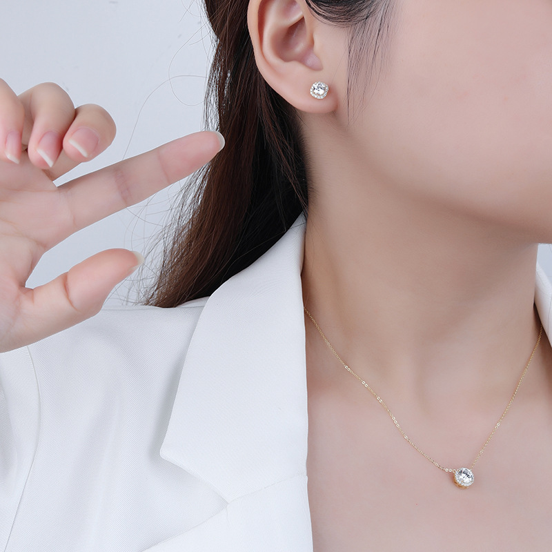 925 silver circle earrings necklace jewelry sets