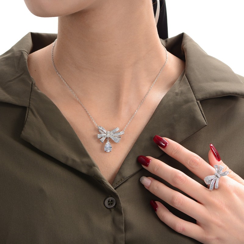 925 silver bow necklace