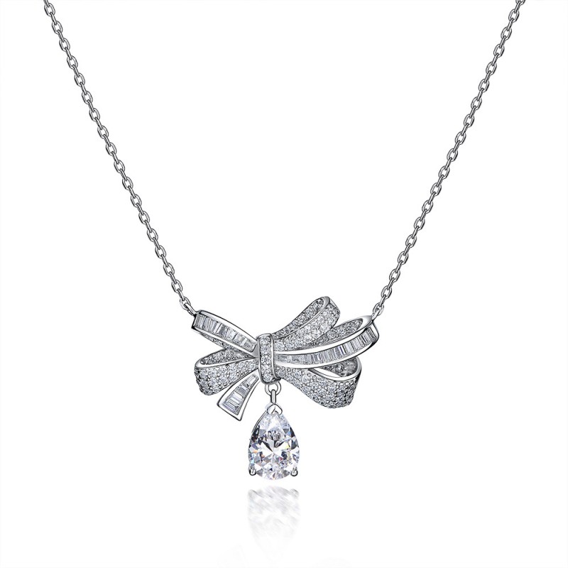 925 silver bow necklace