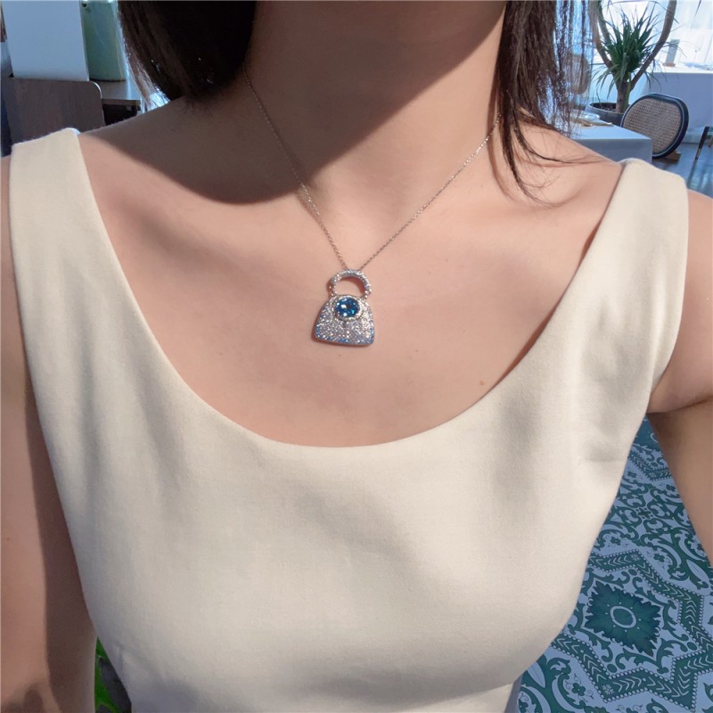 925 silver bag 2ct diamond necklace