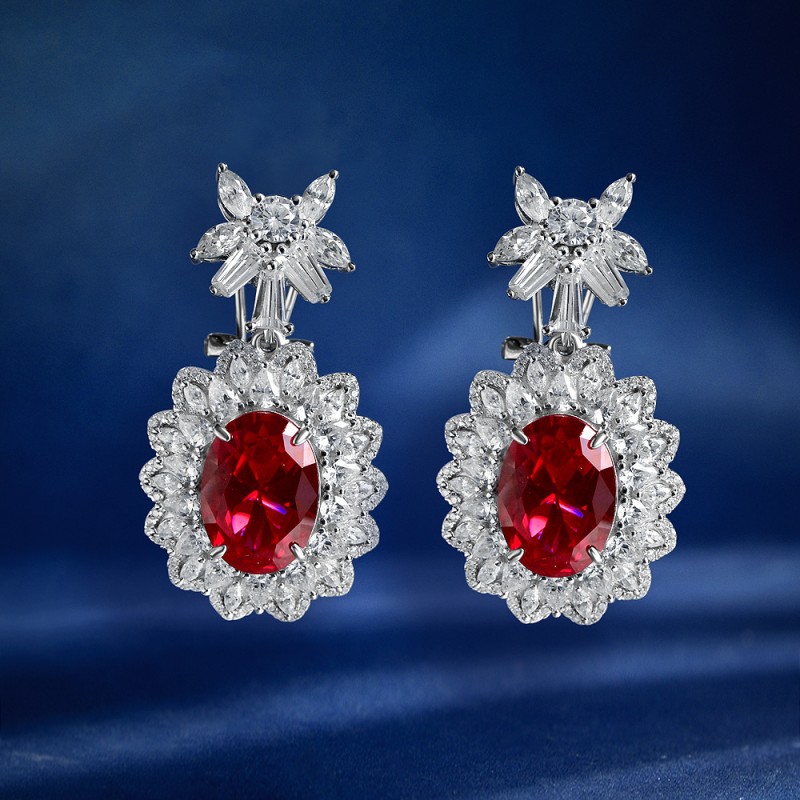 925 silver oval diamond earrings