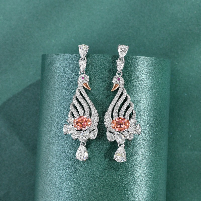 925 silver swan 2ct paraiba drop earrings