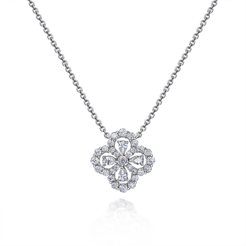 925 silver four leaf clover diamond necklace