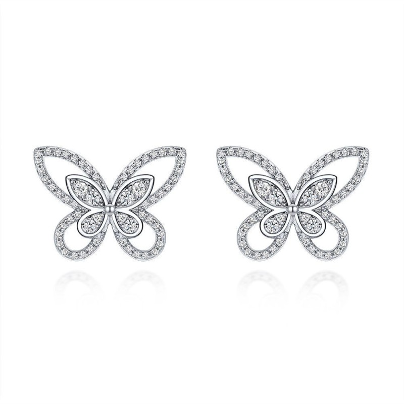 925 silver bow diamond earrings stud