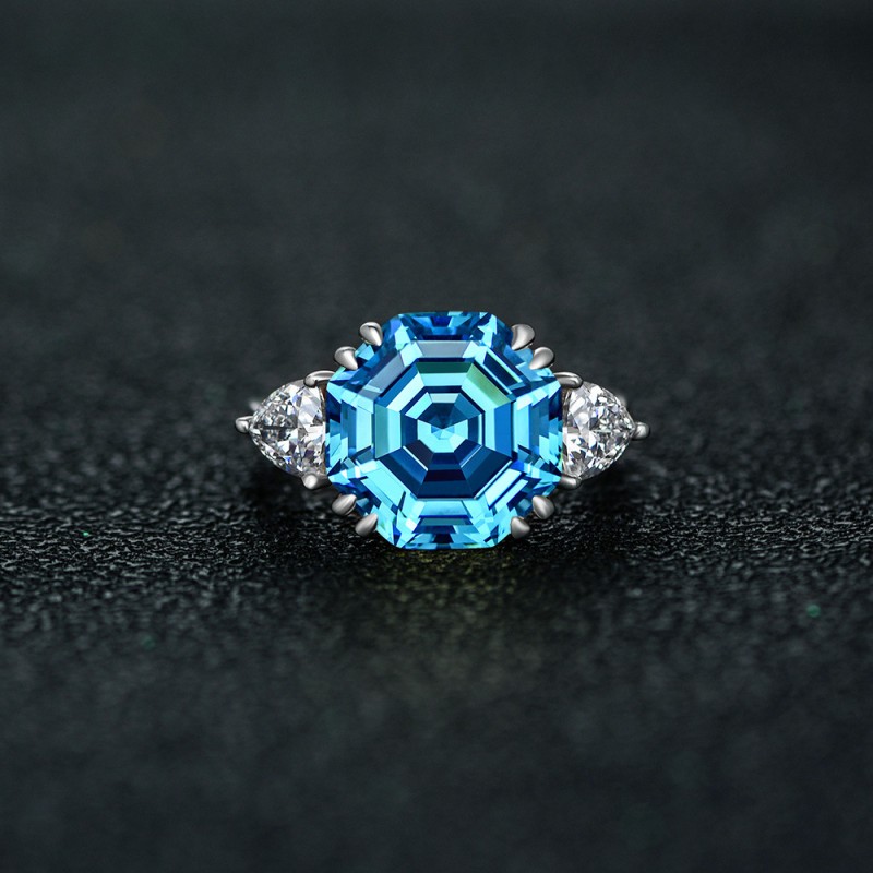 925 silver octagon 8ct zircon ring