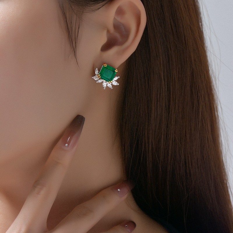 925 silver 5ct emerald earrings