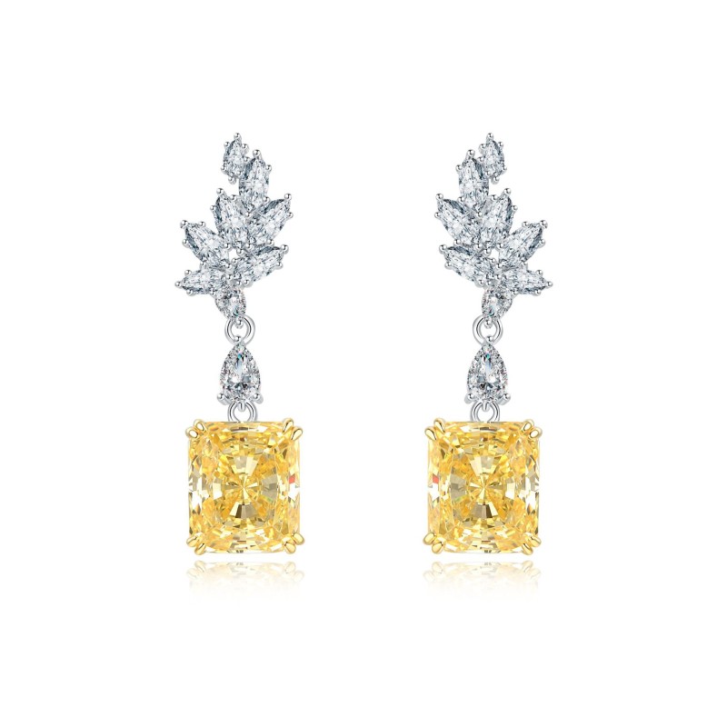 925 silver 7ct light yellow diamond earrings