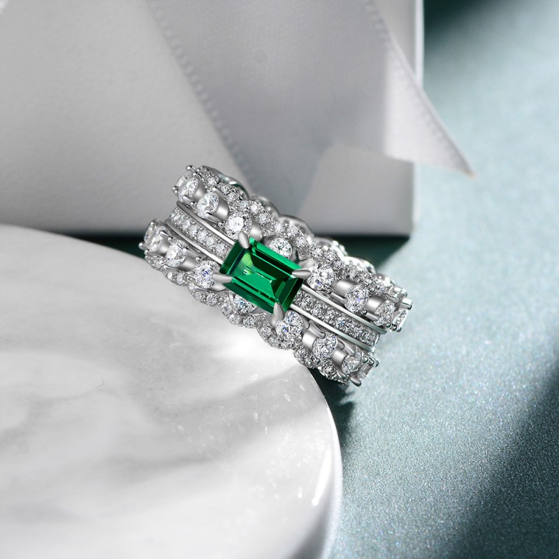 925 silver 1ct green diamond ring