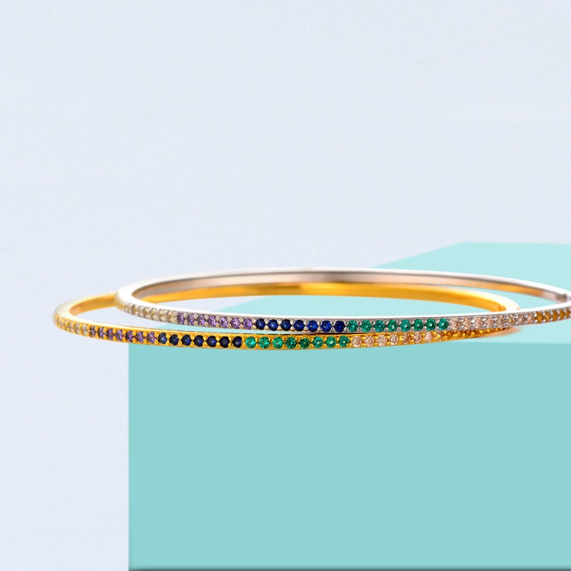 925 silver colorful zircon bracelet
