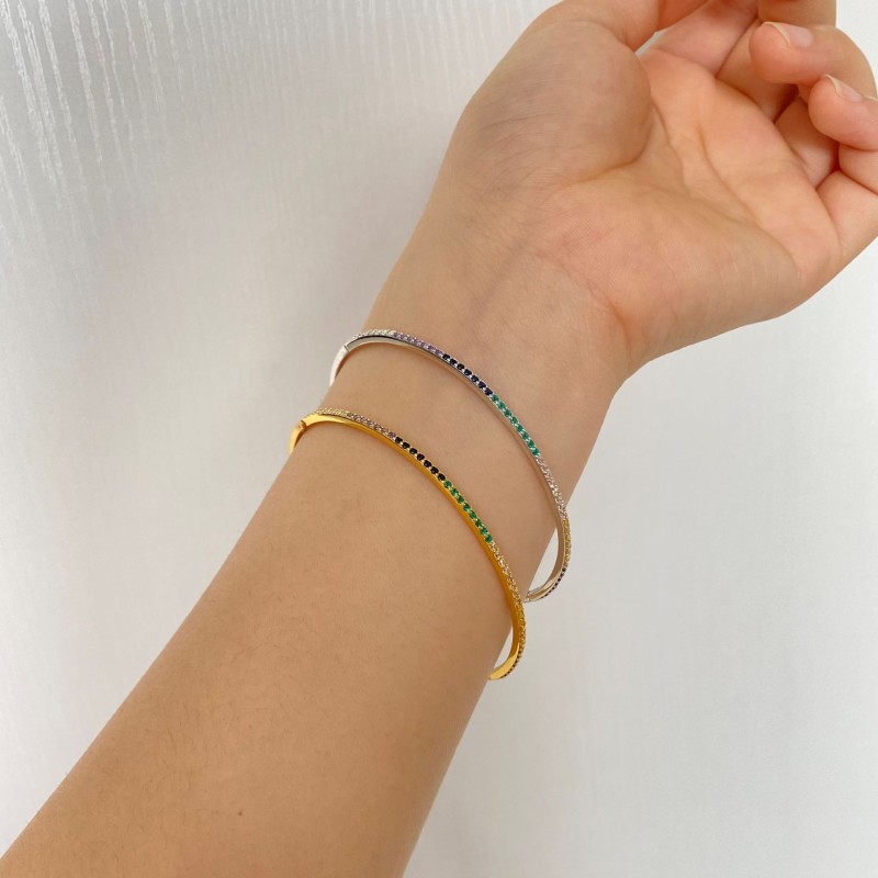 925 silver colorful zircon bracelet
