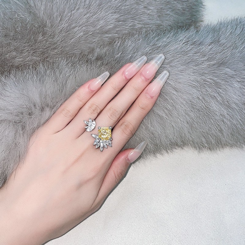 925 silver yellow 5ct diamond ring