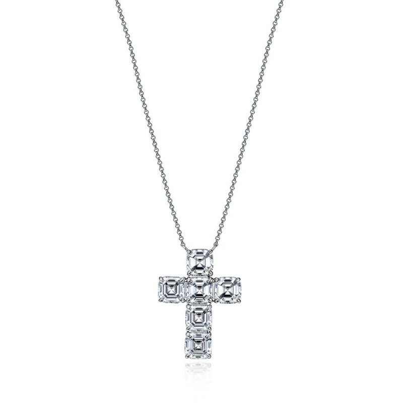 925 silver cross 3ct diamond necklace
