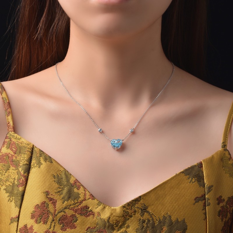 925 silver heart 10ct diamond necklace