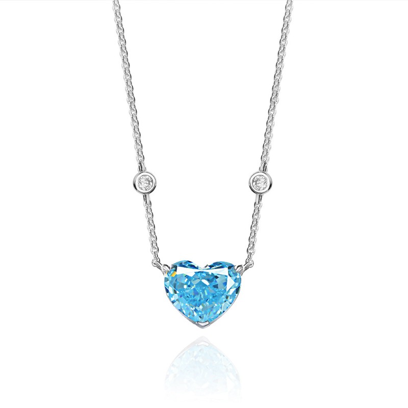 925 silver heart 10ct diamond necklace