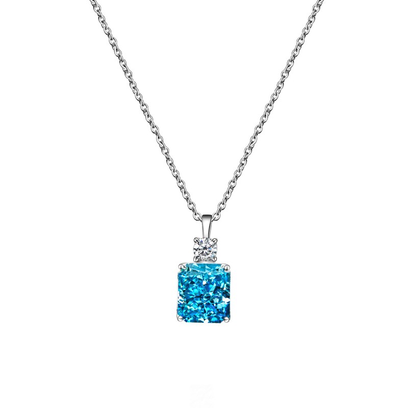 925 silver square 8.5ct diamond necklace