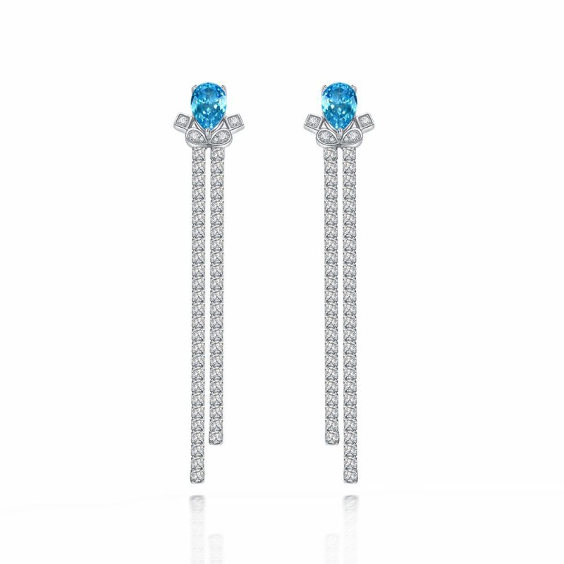 925 silver 1.5ct diamond tassels earrings