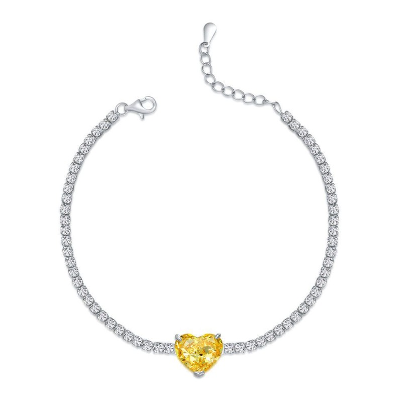925 silver heart 8ct diamond bracelet