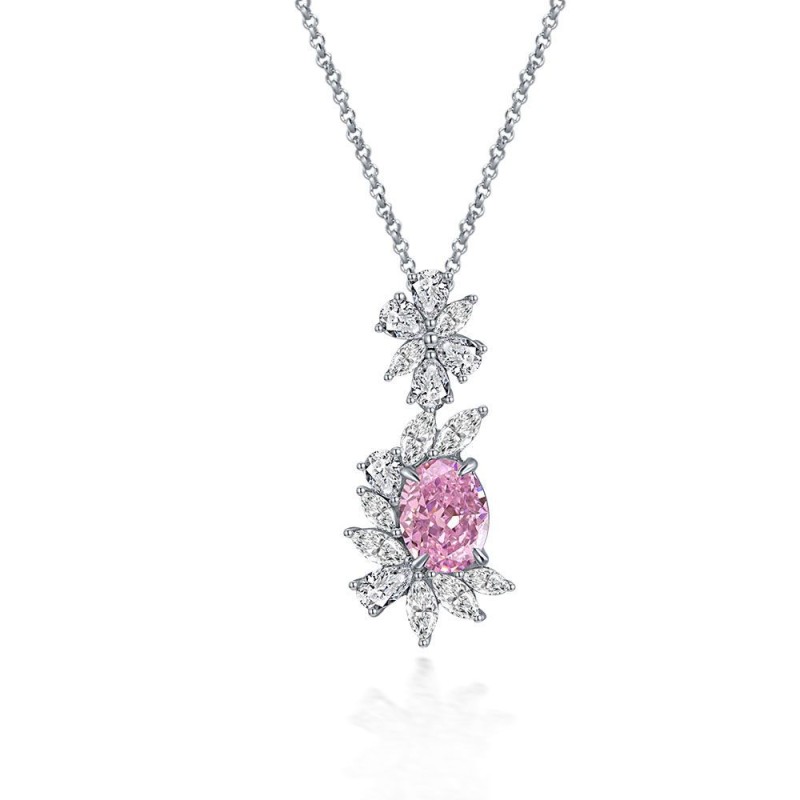 925 silver flower 4.5ct diamond necklace
