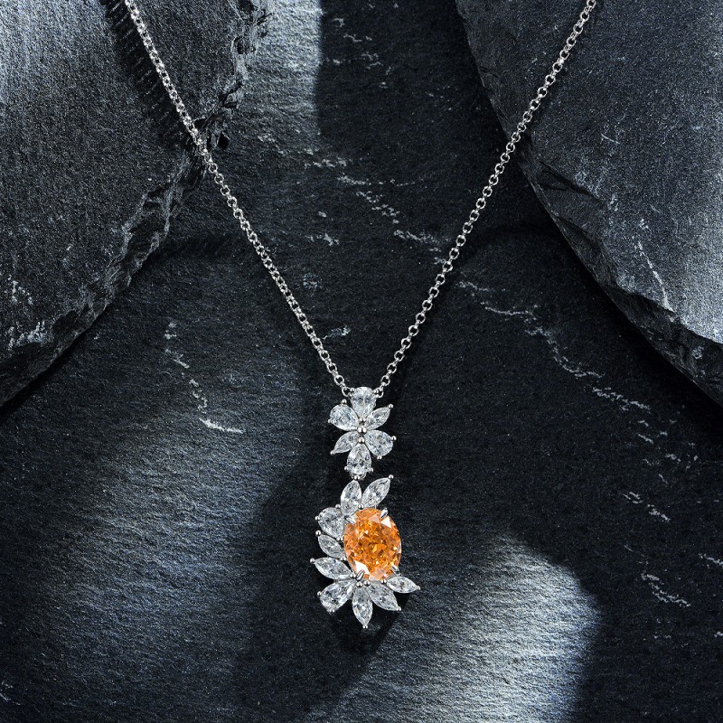 925 silver flower 4.5ct diamond necklace