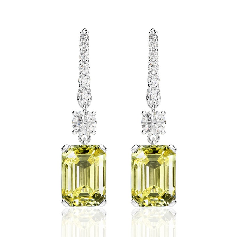 925 silver square 4ct diamond earrings